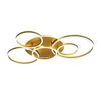 Close To Ceiling Lights 6 Rings Modern LED Ceiling Light LED Flush Mount Acrylic Ceiling Lamp Close To Ceiling Light Fixtures for Living Room Bedroom Kitchen Laundry Room ( Color : Gold , Size : White