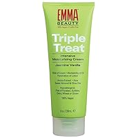 EMMA Beauty Triple Treat Intensive Moisturizing Cream for Hand & Body, Jasmine Vanilla Scent, Hydrating Hypoallergenic Moisturizer for Normal to Dry Skin, 100% Vegan & Cruelty-Free Formula, 8 Ounces