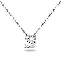 Initial Necklaces for Women Sterling Silver Small Dainty Alphabet Letter Name Personalized Charm Pendant for Women Girls