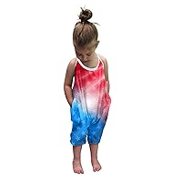 Heart Month Independence Day Baby Jumpsuit Romper Girls Toddler Kids Pants 4-of-July Girls (Red, 3-4 Years)