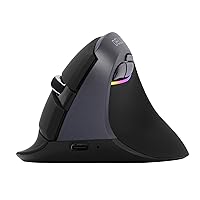 DeLUX Wireless Vertical Mouse, Small Silent Ergonomic Mouse with BT 5.0 and USB Receiver, 6 Buttons and 4000 DPI, RGB Rechargeable Mouse for Carpal Tunnel (M618mini-Iron Gray)