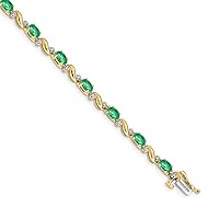 4mm 10k Gold Diamond and Emerald Bracelet Jewelry for Women