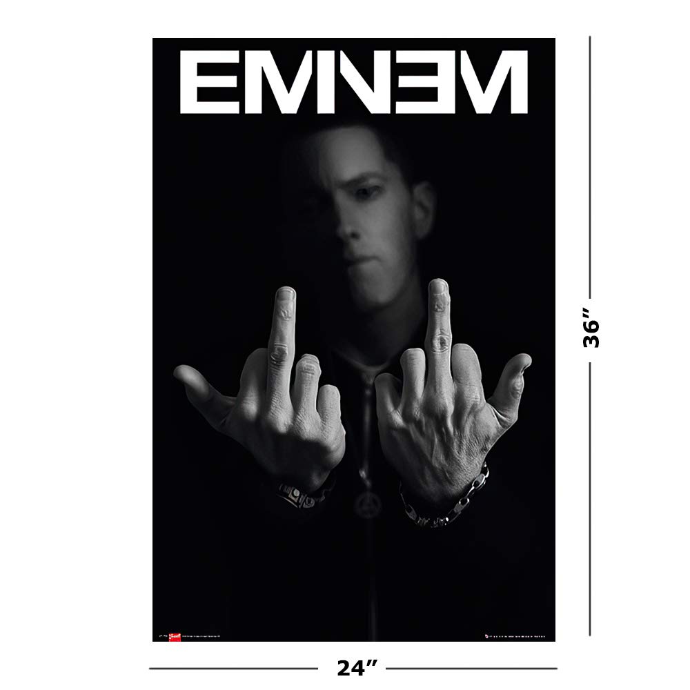 POSTER STOP ONLINE Eminem - Music/Personality Poster (Fingers/Flipping The Bird) (Size 24