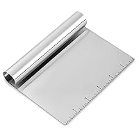 Dough Cutter and Scraper Tool - Stainless Steel Pizza Cutter Pastry Scraper for Baking Tools and Accessories Cake Scraper for Kitchen Tools - Pizza Dough Cutter with Measuring Scale Kitchen Supplies