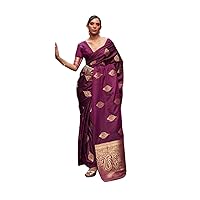 Indian Woman's Printed base Pure Satin weaving SILK Saree Wedding Sari Blouse 7919