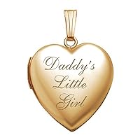 14K Gold Filled Daddys Little Girl Heart Locket - 3/4 Inch X 3/4 Inch in Solid 14K Gold Filled