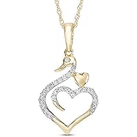 Round Clear D/VVS1 Diamond Swan Heart Pendant for Beautiful Gift in 14K Yellow Gold Plated 925 Sterling Silver
