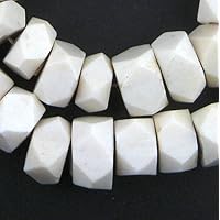 White Bone Beads - Full Strand of Fair Trade African Beads - The Bead Chest (Faceted, White)