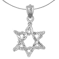 Silver Star Of David Necklace | Rhodium-plated 925 Silver Star of David Pendant with 18