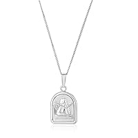 Vanbelle Sterling Silver Jewelry - Rhodium Plated with 925 Stamp - Angel Medal Pendant Necklace - Elegant Handcrafted Necklace for Women - Chain 18