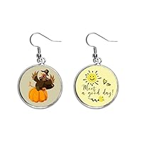 Happy Thanksgiving Day Pumkin Pattern Ear Drop Sun Flower Earring Jewelry Fashion