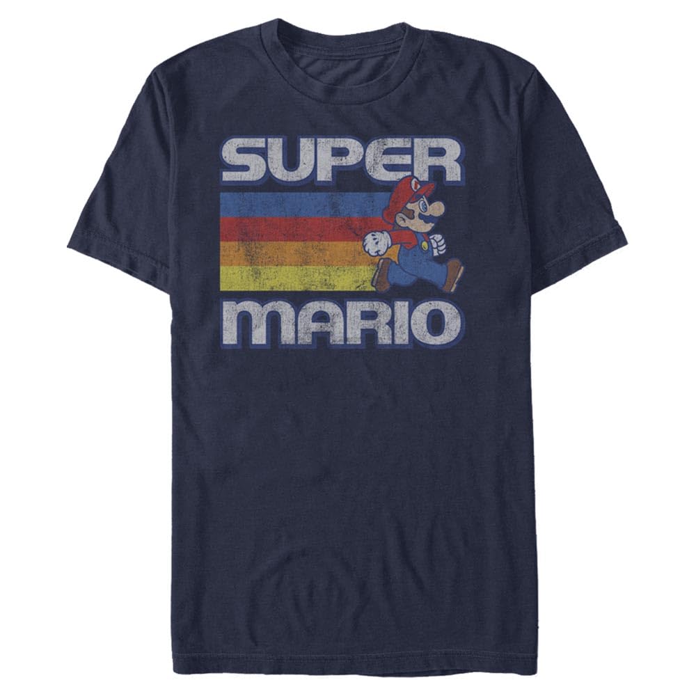 Nintendo Men's Super Mario Running Retro Stripe T-Shirt