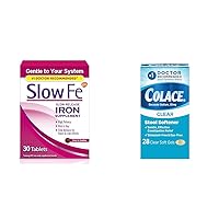 Slow Fe 45mg Iron Supplement 30ct & Colace Clear Stool Softener 28ct Bundle