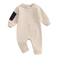 Baby Boy Clothes Newborn Sweatshirt Romper Long Sleeve Crewneck Patchwork Onesie Infant Toddler Winter Fall Outfits