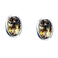 Stud Earrings 925 sterling silver Push Back Earring Natural Gemstones Choose your color For Women and Girls Daily Wear, Office Wear, Party Wear birthstone Jewelry With Bezel Setting