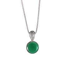 Handmade Round Green Onyx Pendant 925 Sterling Silver Plated Gemstone Jewelry