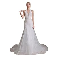 Mermaid Gown Cold Shoulder Wedding Dress Detachable Sleeve Halter Neck Beaded Lace Bridal Gown 2023 LY081