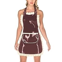 23 Colors Halter Adjustable Strap Mini Dress Ladies PVC Pocket Front Maid Dress (S,Dark Red)