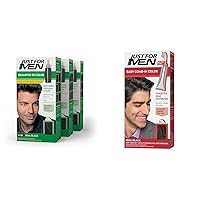 Just For Men Mustache & Beard, Beard Dye with Brush Included- Real Black, H-55, Pack of 3 & Easy Comb-In Color Mens Hair Dye, Real Black, A-55, Pack of 1