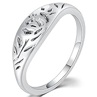 Stainless Steel Classic Dainty Plain Floral Style Wedding Engagement Promise Statement Anniversary Ring