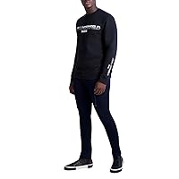 Karl Lagerfeld Paris Men's Color Block Solid Pullover, Long Sleeve, Black, Medium
