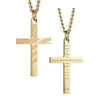 Shields of Strength Men's Stainless Steel or 14K Gold Plated American Flag Cross Pendant Chain Necklace - Proverbs 30:5 Bible Verse - Christian Gifts