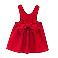 Kids Toddler Infant Baby Girls Sleeveless Solid Bowknot Suspender Skirt Princess Dress Outfit Toddler Wedding