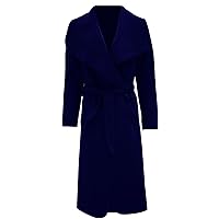 Womens Italian Long Duster Jacket Ladies French Belted Trench Waterfall Coat#(Navy Italian Long Duster Waterfall Jacket #US 6-8#Womens)