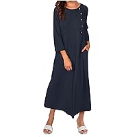 Tunic Elegant Summer Dress Female 3/4 Sleeve College Super Soft Pocket Scoop Neck Solid Thin Fitted Dress