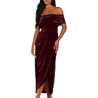 Fantasy Dress,Ladies One Shoulder Slit Dress Velvet Skirt Dress for Women Plus