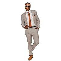 Slim Fit 2 Button Notch Laple Windowpane Plaid Suit 16308