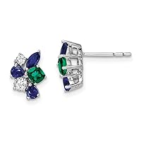 6.95mm 14k White Gold Lab Grown Diamond Created Blue Sapphire Cr Emerald Earrings Measures 9.8x6.95mm Wide Jewelry Gifts for Women