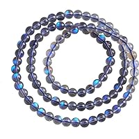 1 Strand 7mm Blue Light Natural Moonstone Labradorite Gemstone Crystal Round Bead Women Beads for Jewelry Craft Making 13 Inches