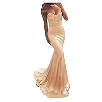 Mermaid Prom Dress for Women Sexy Sweetheart Satin Maxi Formal Party Ball Gown