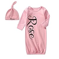 Pink Girl Baby Sleeper Newborn Outfit Personalized Baby Sleeper Custom Baby Sleeper + Hat