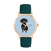 Black Dachshund Dog Watch Ladies 38mm Case 3atm Water Resistant Custom Designed Quartz Movement Luxury Fashionable
