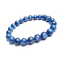 100% Natural Kyanite Gemstone Crystal Stretch Blue Round Bead Bracelet AAAA 8mm