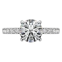 Nitya Jewels 3.50 CT Round Diamond Moissanite Engagement Ring, Wedding Rings, Eternity Band Vintage Solitaire Halo Hidden Prong Setting Silver Jewelry Anniversary Promise Ring Gift