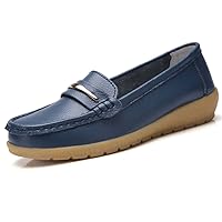 FolHaoth Loafers for Womens Comfortable Slip On Moccasins Dress Shoes Casual Leather Walking Womens Flats Loafers Fashion Boat Shoes Classic Ennis Work Nurse Flat Shoes