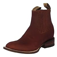 El Presidente Mens Burgundy Chelsea Ankle Boots Leather Cowboy Western Pull On