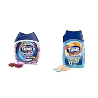 TUMS Chewy Bites Antacid Tablets, 32 Count Smoothies Extra Strength Antacid Chewable Tablets, 12 Count Heartburn Relief Bundle
