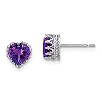 10k Tiara Collection White Gold Polished 6mm Love Heart Amethyst Earrings Measures 7.47x6.65mm Wide Jewelry for Women