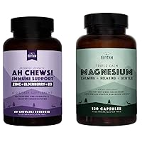 Natural Rhythm Calm and Immune Support - Triple Calm Magnesium (120 Capsules) + Ah Chews! Immune Booster Lozenges (60 Capsules)