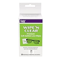 Flents Wipe'N Clear Biodegradable Lens Cleaning Wipes, Individually Wrapped, Eco Friendly Products, 20 Count, Made in the USA