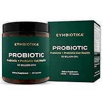 CYMBIOTIKA Probiotic + Prebiotic Gut Health Supplement for Women & Men, Supplements for Immune Support, Digestive Health, & Gut Balance, Contains Probiotics & Prebiotics, 50 Billion CFU, 90 Capsules