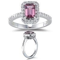1/4 (0.21-0.27) Ct Diamond & 1 Ct AAA Pink Tourmaline Ring in 18K White Gold