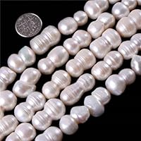 GEM-Inside Freshwater Pearl Gemstone Loose Beads Natural 11-12X15-18mm Peanut Shape White Energy Power Beads for Jewelry Making 15