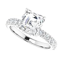 Moissanite Star Moissanite Ring Asscher 2.0 CT, Moissanite Engagement Ring/Moissanite Wedding Ring/Moissanite Bridal Ring Sets, Sterling Silver Rings, Perfact for Gift Or As You Want