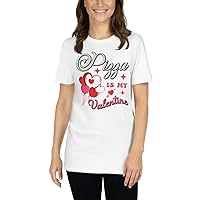 Pizza is My Valentine Shirt Heart Graphic T Shirt Valentine's Day Tee Shirt Casual Lover Gift Short Sleeve White T-Shirt