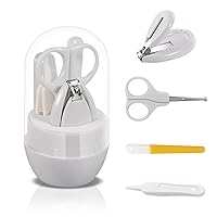 Transparent Lid Baby Nail Kit,4-in-1 Baby Grooming Kit,with Baby Nail Clippers,Scissor,Nail File&Tweezer,Baby Nail Care Kit for Newborn,Infant or Toddler(Grey)